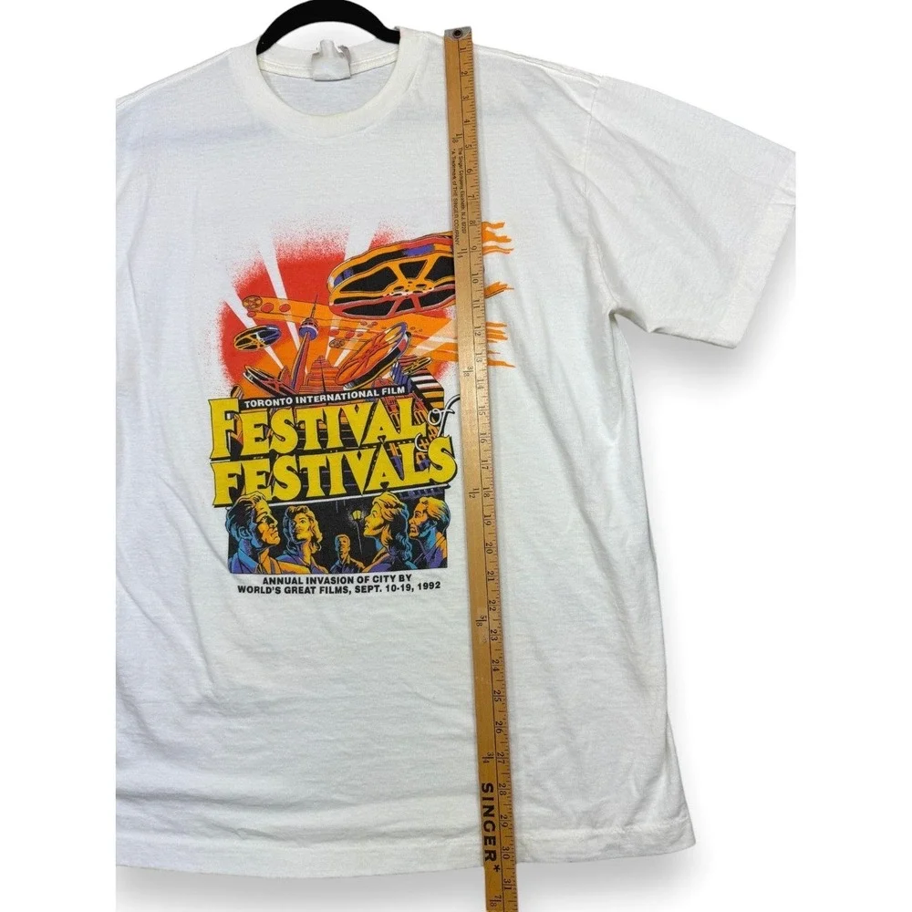 Brockum T-Shirt Mens XL White 1992 Toronto Film Festival Staff Vintage 90s
